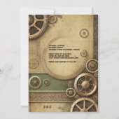 Steampunk Viktorianisch Gearwork Wedding Einladung (Rückseite)