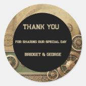 Steampunk Viktorianisch Gearwork Wedding Runder Aufkleber (Vorderseite)