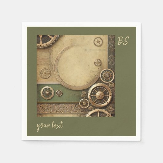 Steampunk Viktorianisch Gearwork Wedding Serviette (Vorderseite)