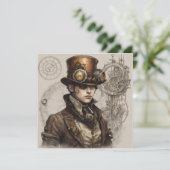 Steampunk Viktorianisch Gentleman Artwork Einladung (Stehend Vorderseite)