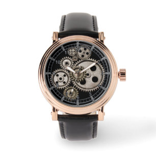 steampunk viktorianisch gothisch metallisch schwar armbanduhr