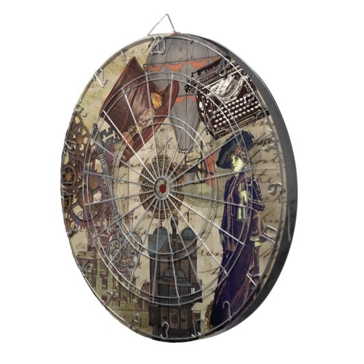 Steampunk Viktorianisch Industrial Dystopian Vinta Dartscheibe (Vorderseite rechts)