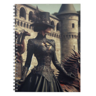 Steampunk Viktorianisch Industrial Lady Dragon Rid Notizblock