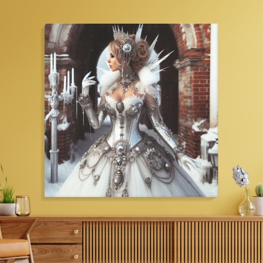 Steampunk Viktorianisch Industrial Winter Ice Quee Leinwanddruck (Insitu (Wohnzimmer))