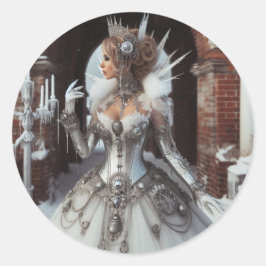 Steampunk Viktorianisch Industrial Winter Ice Quee Runder Aufkleber
