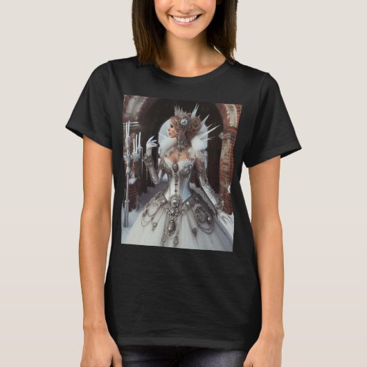Steampunk Viktorianisch Industrial Winter Ice Quee T-Shirt (Vorderseite)