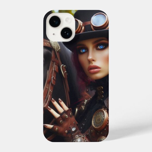 Steampunk Viktorianisch Lady Dark Rider iPhone Hülle (Rückseite)