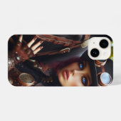 Steampunk Viktorianisch Lady Dark Rider iPhone Hülle (Rückseite (Horizontal))