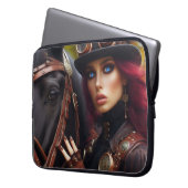Steampunk Viktorianisch Lady Dark Rider Laptopschutzhülle (Vorderseite Links)