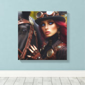Steampunk Viktorianisch Lady Dark Rider Leinwanddruck (Insitu (Holzboden))