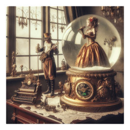 Steampunk Viktorianisch Music Snow Globe Performer Fotodruck