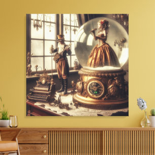 Steampunk Viktorianisch Music Snow Globe Performer Leinwanddruck