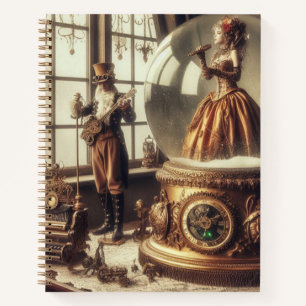 Steampunk Viktorianisch Music Snow Globe Performer Notizblock