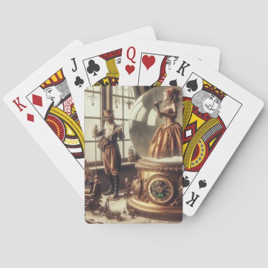 Steampunk Viktorianisch Music Snow Globe Performer Spielkarten (Rückseite)