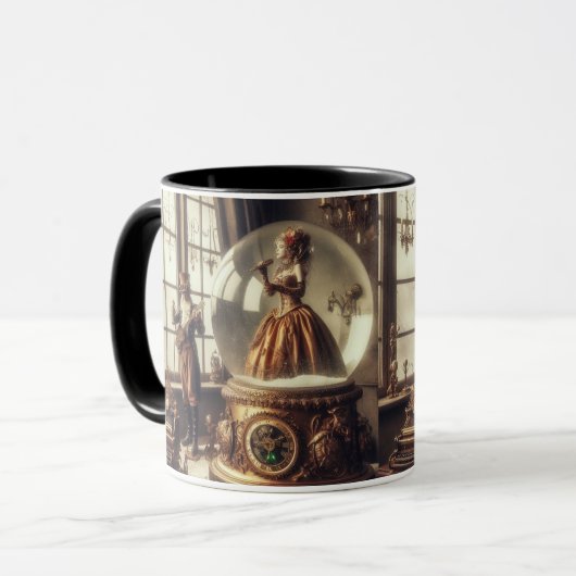 Steampunk Viktorianisch Music Snow Globe Performer Tasse (Vorderseite Links)