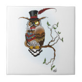 Steampunk Viktorianisch Owl Fliese (Vorderseite)