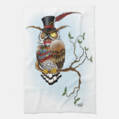 Steampunk Viktorianisch Owl Geschirrtuch (Vertikal)