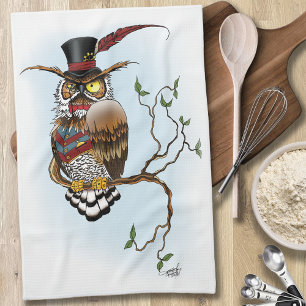 Steampunk Viktorianisch Owl Geschirrtuch