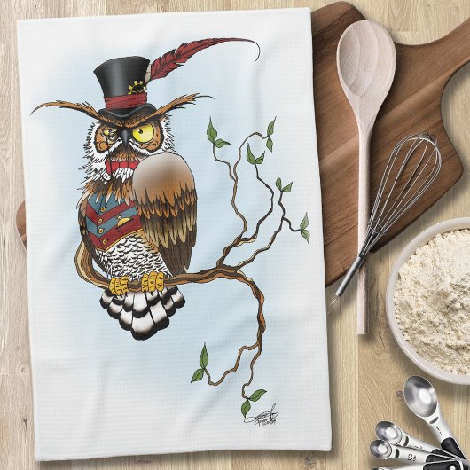 Steampunk Viktorianisch Owl Geschirrtuch