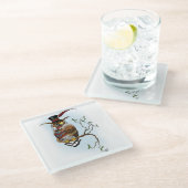 Steampunk Viktorianisch Owl Glasuntersetzer (Schrägansicht)