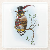 Steampunk Viktorianisch Owl Glasuntersetzer (Vorderseite)