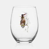 Steampunk Viktorianisch Owl Weinglas Ohne Stiel (Vorderseite)