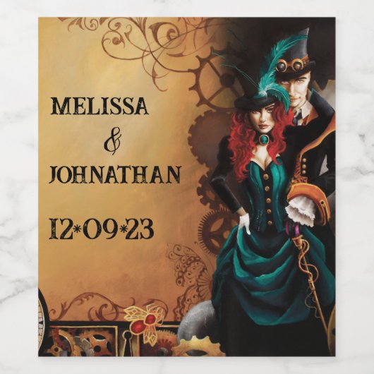 Steampunk Viktorianisch Wedding Weinetikett (Einzelnes Label)
