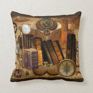 Steampunk viktorianische alte Landkartencollage Kissen