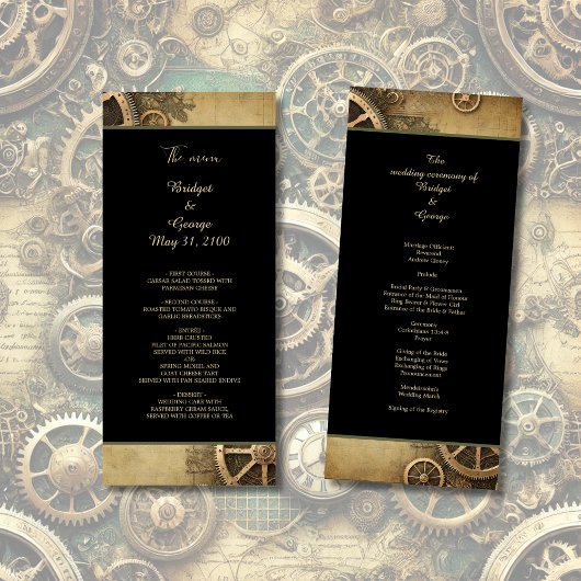 Steampunk viktorianische Zahnrad-Hochzeit Programm