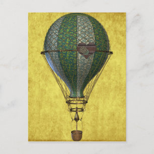 Steampunk viktorianischer Ballon Postkarte
