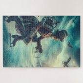 Steampunk viktorianischer Fantasy-Winter-Bote Puzzle (Horizontal)