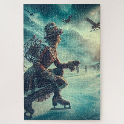 Steampunk viktorianischer Fantasy-Winter-Bote Puzzle (Vertikal)