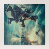 Steampunk viktorianischer Fantasy-Winter-Bote Puzzle (Horizontal)