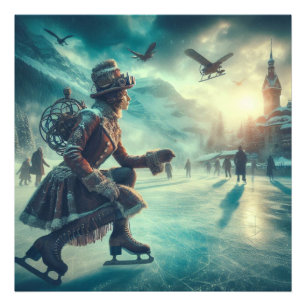 Steampunk viktorianischer Fantasy-Winterbote Fotodruck