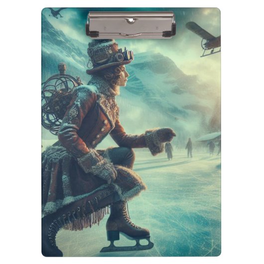 Steampunk viktorianischer Fantasy-Winterbote Klemmbrett (Vorderseite)