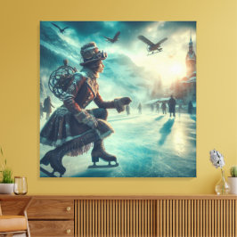 Steampunk viktorianischer Fantasy-Winterbote Leinwanddruck