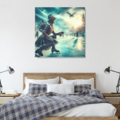Steampunk viktorianischer Fantasy-Winterbote Leinwanddruck (Insitu (Schlafzimmer))