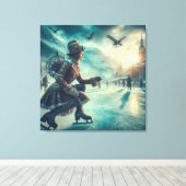 Steampunk viktorianischer Fantasy-Winterbote Leinwanddruck (Insitu (Holzboden))