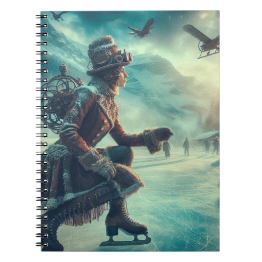 Steampunk viktorianischer Fantasy-Winterbote Notizblock (Vorderseite)