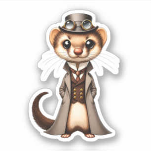 Steampunk viktorianischer Frett Welt Reisender Aufkleber