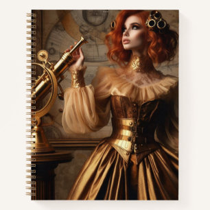 Steampunk viktorianischer Goldastronom Notizblock