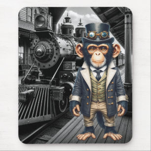 Steampunk viktorianischer Schimpanse Welt Reisende Mousepad