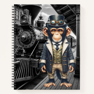 Steampunk viktorianischer Schimpanse Welt Reisende Notizblock