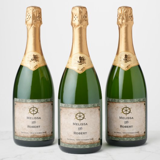 Steampunk Vineyard Vintage Wedding Schaumweinetikett (Flaschen)