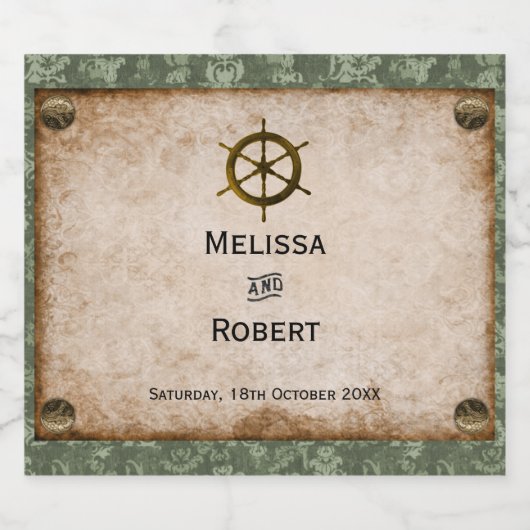 Steampunk Vineyard Vintage Wedding Schaumweinetikett (Einzelnes Label)