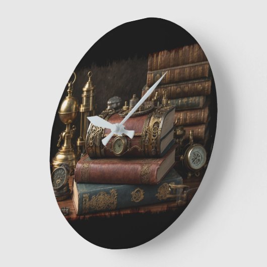 Steampunk Vintag Books Große Wanduhr (Winkel)