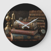 Steampunk Vintag Books Große Wanduhr (Vorderseite)