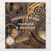 Steampunk Vintag Gears Weinetikett (Einzelnes Label)