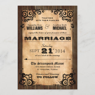 Steampunk Vintag Look Hochzeitseinladung Einladung