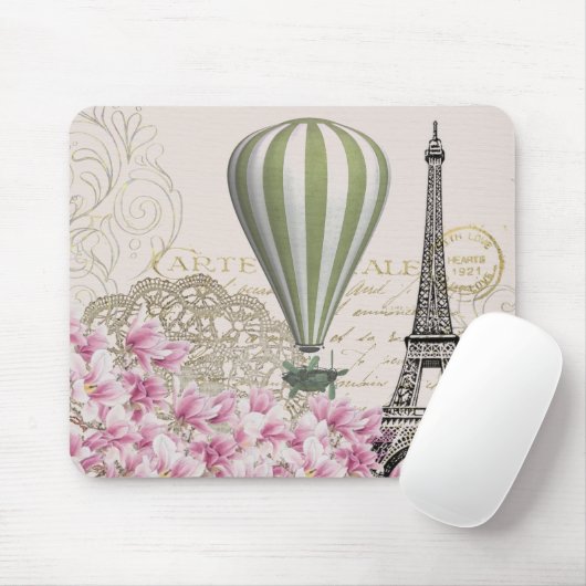 Steampunk Vintag Paris Balloon Travel Mousepad (Mit Mouse)
